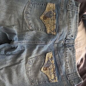 Elegant Denim Jeans with Lace Accents